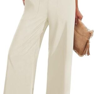 NWT FireSwan Cream Wide Leg Palazzo Dress Pants with Zipper Pockets – Size M